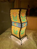 Vintage Art Nouveau Curved Leather-Laced Table Lamp • Circa 1980s